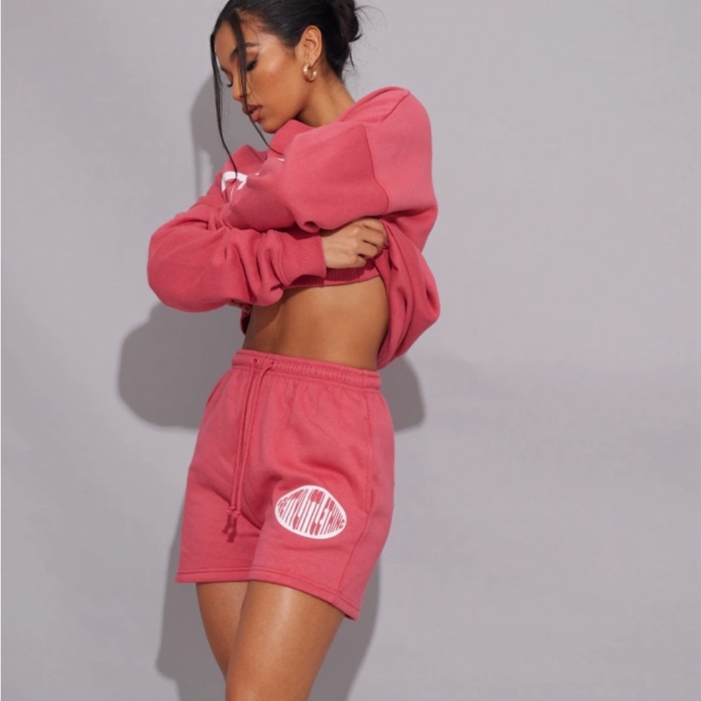 NWT Pretty Little Thing Dark Rose Printed Sweat Shorts S